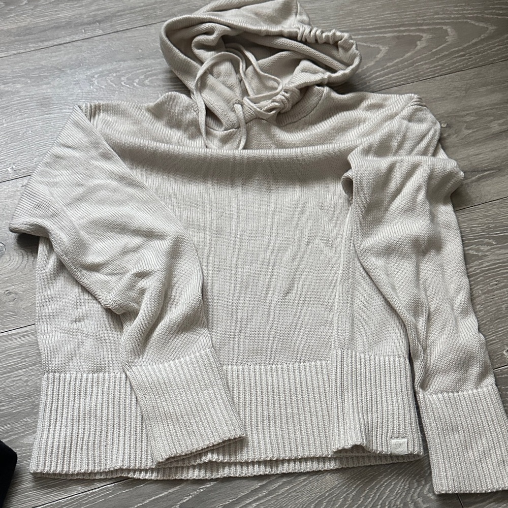 lululemon athletica Off-the-Shoulder Hoodie Sweater in Light Beige